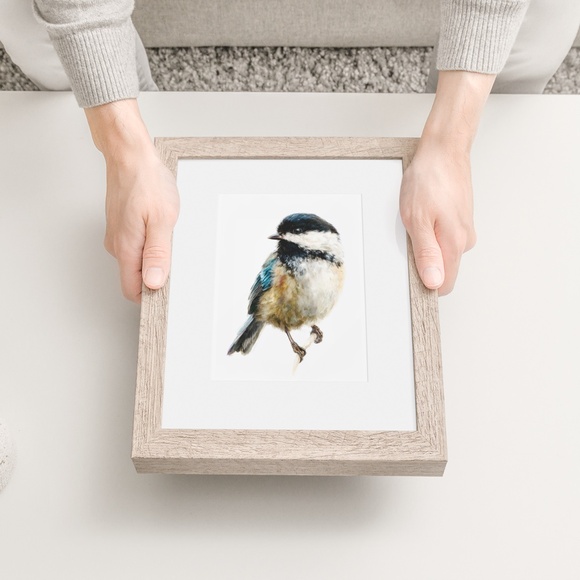 Watercolor Chickadee Bird Portrait Wall Art Print, Unframed - Charming Nature - Picture 6 of 7